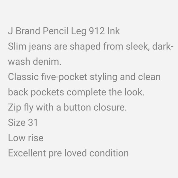 NEW J Brand Pencil Leg The Leo Jeans Dark Vintage Blue Super Skinny Tall Summer - Picture 5 of 14